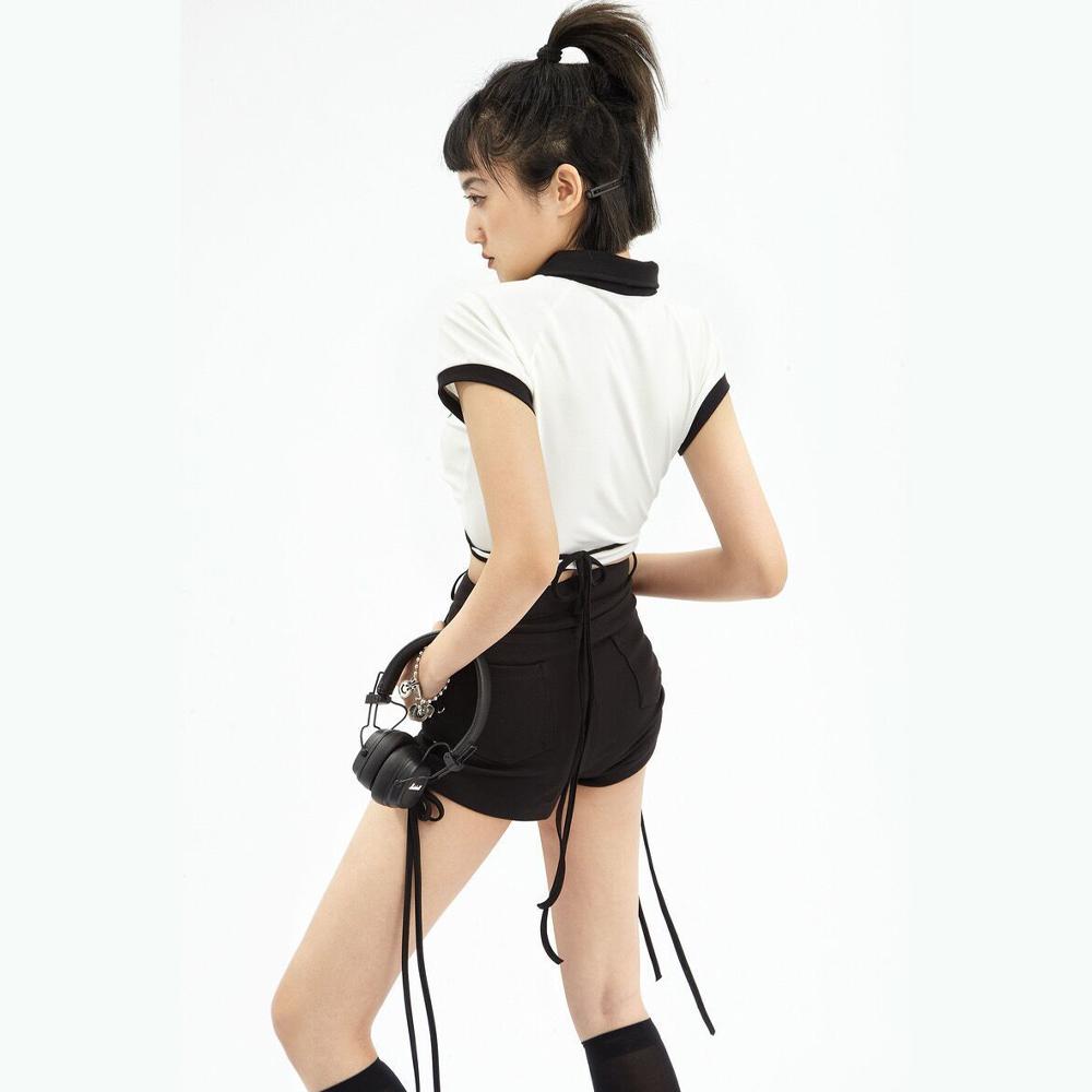 Bandage Sexy Y2k Shorts Women Streetwear Gothic Mini High Waist Lace Up Casual Tight Black Goth Club Fashion Summer Hot Pants