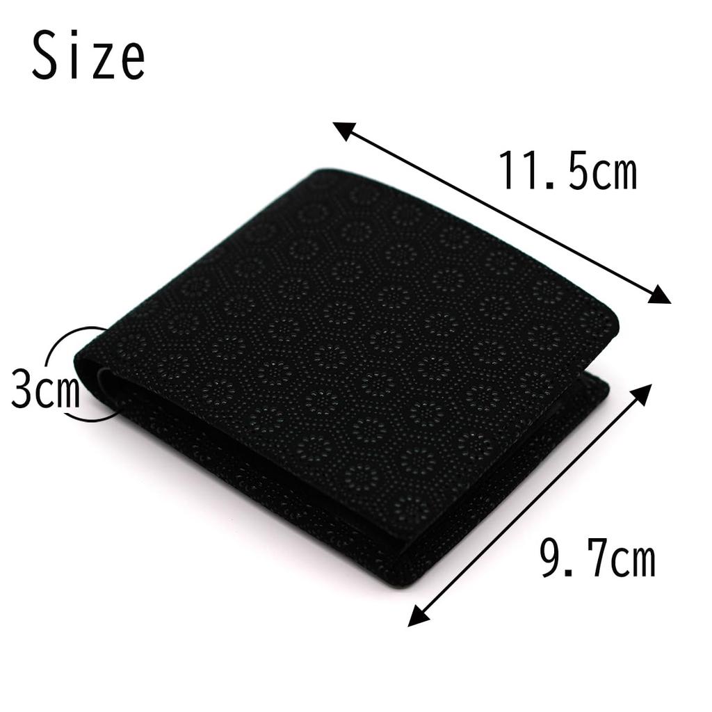 Inden Wallet Coin Case Deerskin Traditional Craft Made in Japan Black with Black Lacquer Tortoiseshell [Indenya] Bi-fold Men's No.2006 ([1-003]