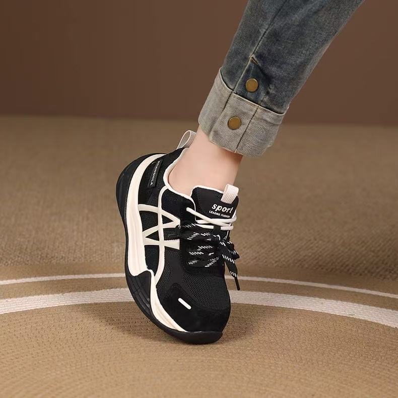 Leather German training shoes women's 2025 autumn new flat-soled heightening shoes retro running shoes casual sports Forrest Gump shoes