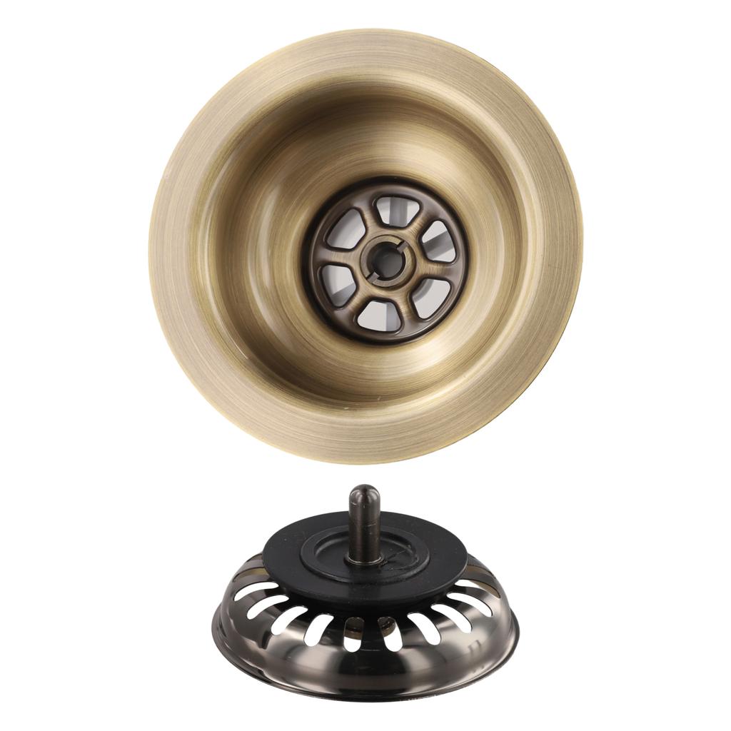 Efficient Drainage Waste Drainer PVD Copper Plating Kitchen Sink Basket Strainer Mm Launching Diameter Waste Drainer Accessory