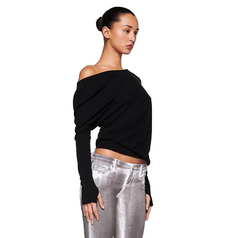 Spicy Spring 2025 New Girl Style White Strapless Pullover Tshirt Female Loose Casual Thin Versatile Tops