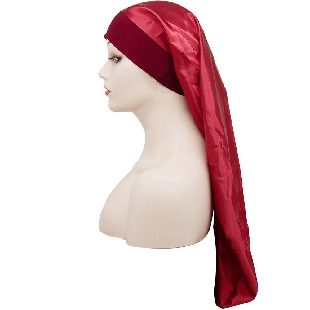 Wide Edge Satin Sleep Cap Long Hair Cap Fashion Silk Hair Wrap  Sleeping