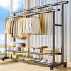Double Pole Movable Clothes Drying Rack for Bedroom, Balcony, or Outdoor Use