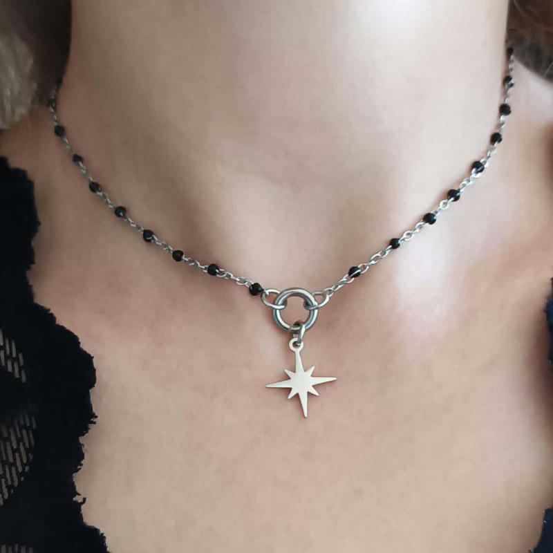 Punk Y2K Star Choker: Stainless Steel Gothic O-Ring Necklace