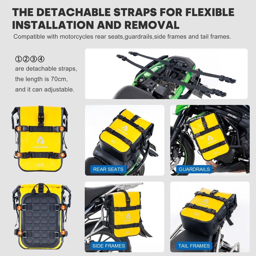 ARMOURAIN Waterproof Motorcycle Side Engine Guard Seat Caban Dry and Tool Bag Bags, 8L, Bag, Bag, Bag, (PVC Yellow, 8L)