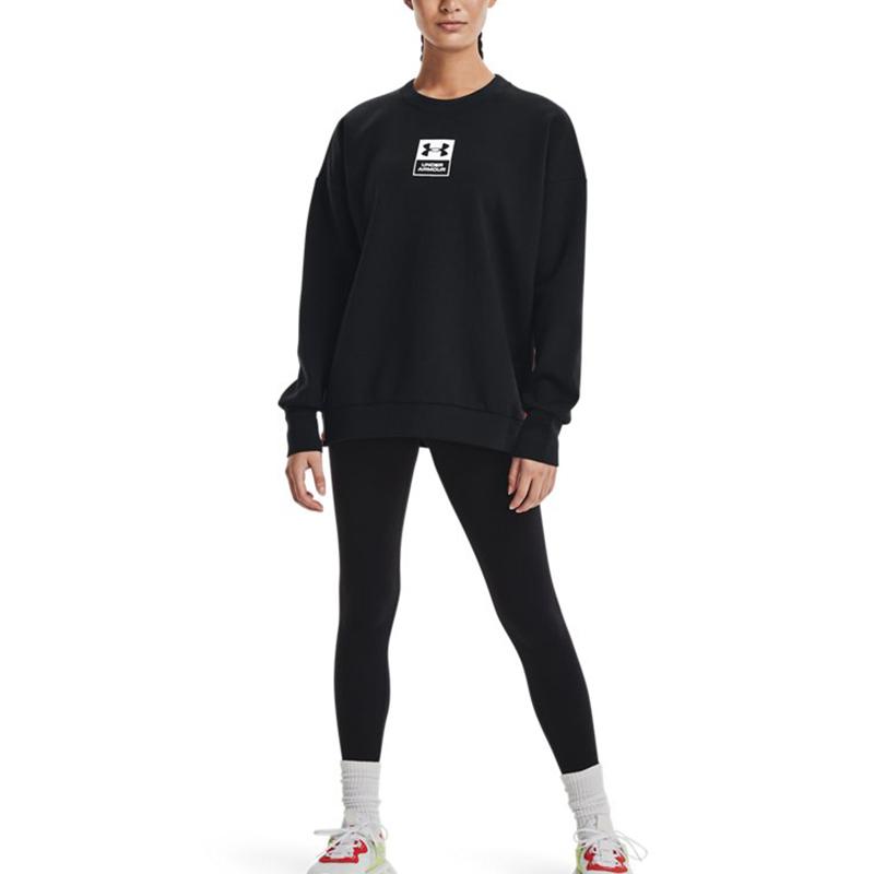 Under Armour Summit Casual Sport Crew Neck Long Sleeve Sweatshirt Women Tops Black 1369562-001
