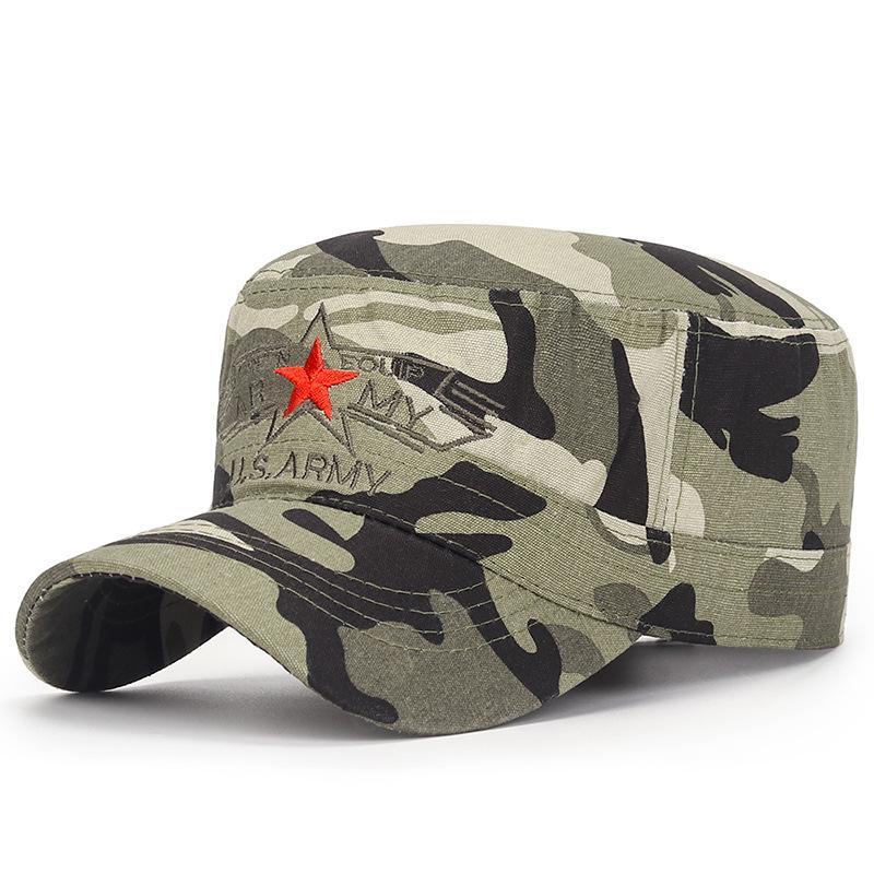 

Men s Cotton Camouflage Embroidered Flat Top Sun Hat - Spring/Autumn Fashion & Versatile Sunshade for Women Adjustable