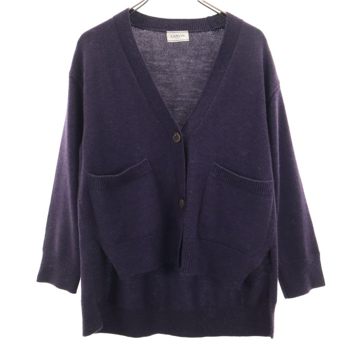 

LANVIN Made in Italy Wool Blend Long sleeve knit cardigan S purple Women Used