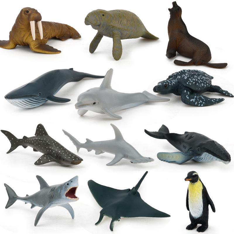 Children's Educational Learning Cards: 12 Types of Hand-Painted Dinosaur and Marine Animal Models