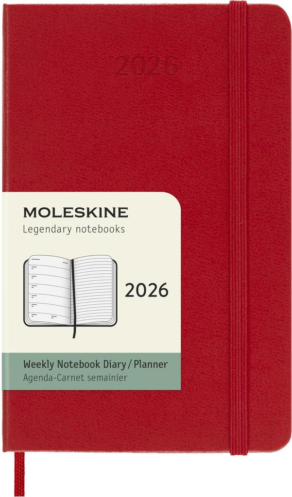 Moleskine 2026 January Weekly Pocket Size x Scarlet DHF212WN2Y26 Planner, Start, 12-Month Diary, (9cm 14cm), Hardcover, Red,