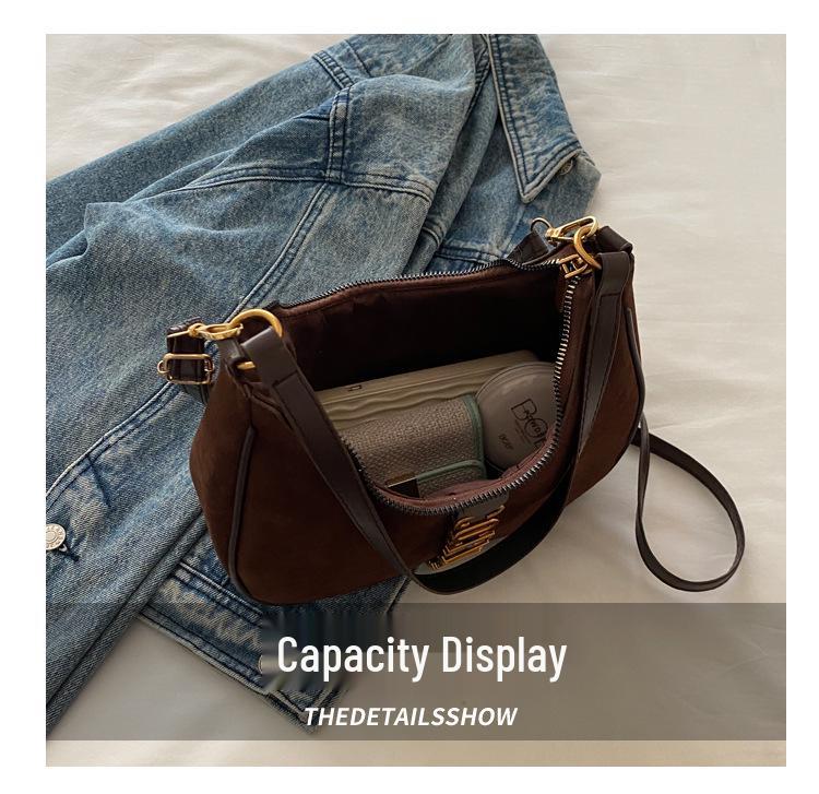 2024 Retro Suede Crossbody: Versatile Small Handbag & Shoulder Bag