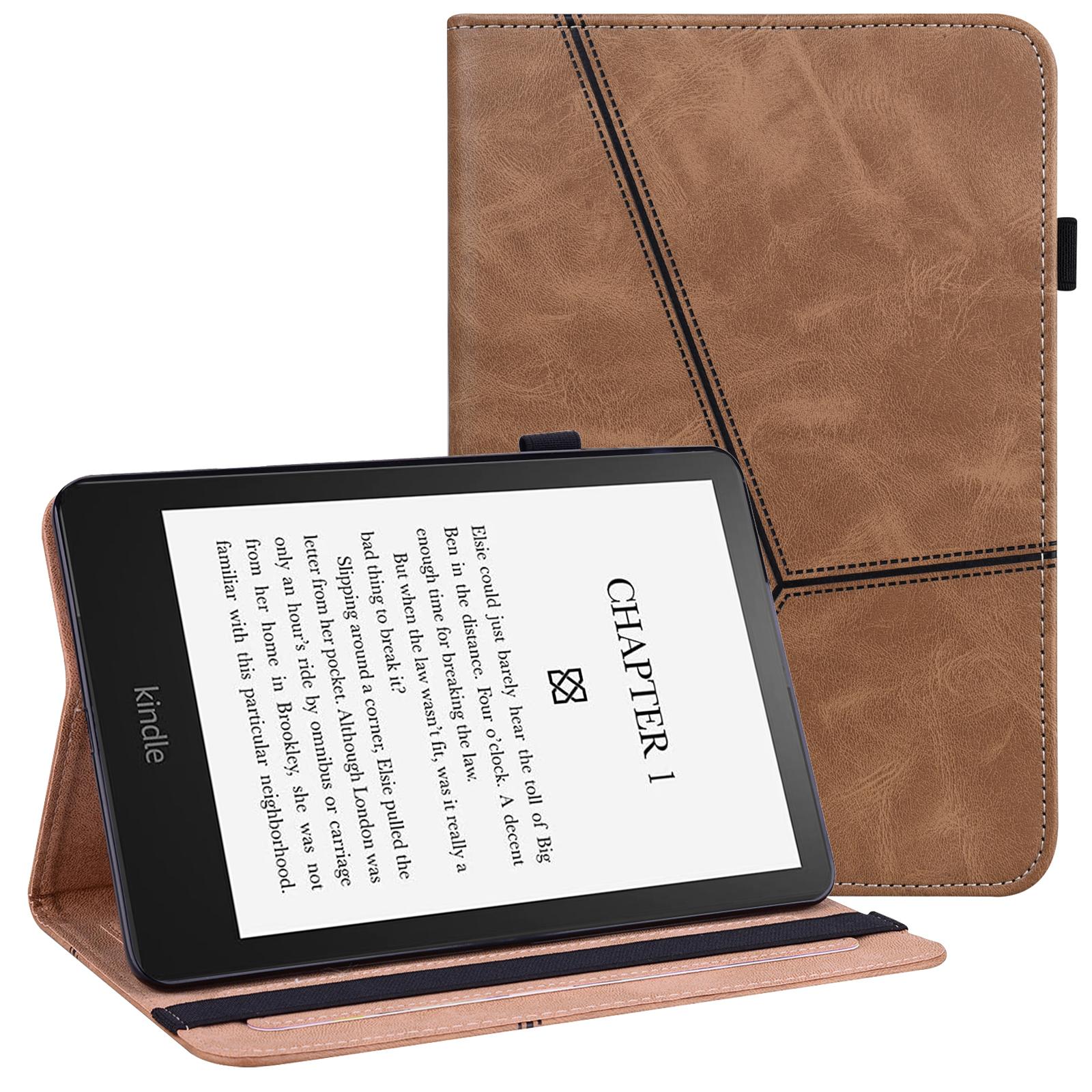 

Для Amazon Kindle Paperwhite (2024) Чехол из ПУ кожи с тисненым покрытием и эластичной лентой Brown