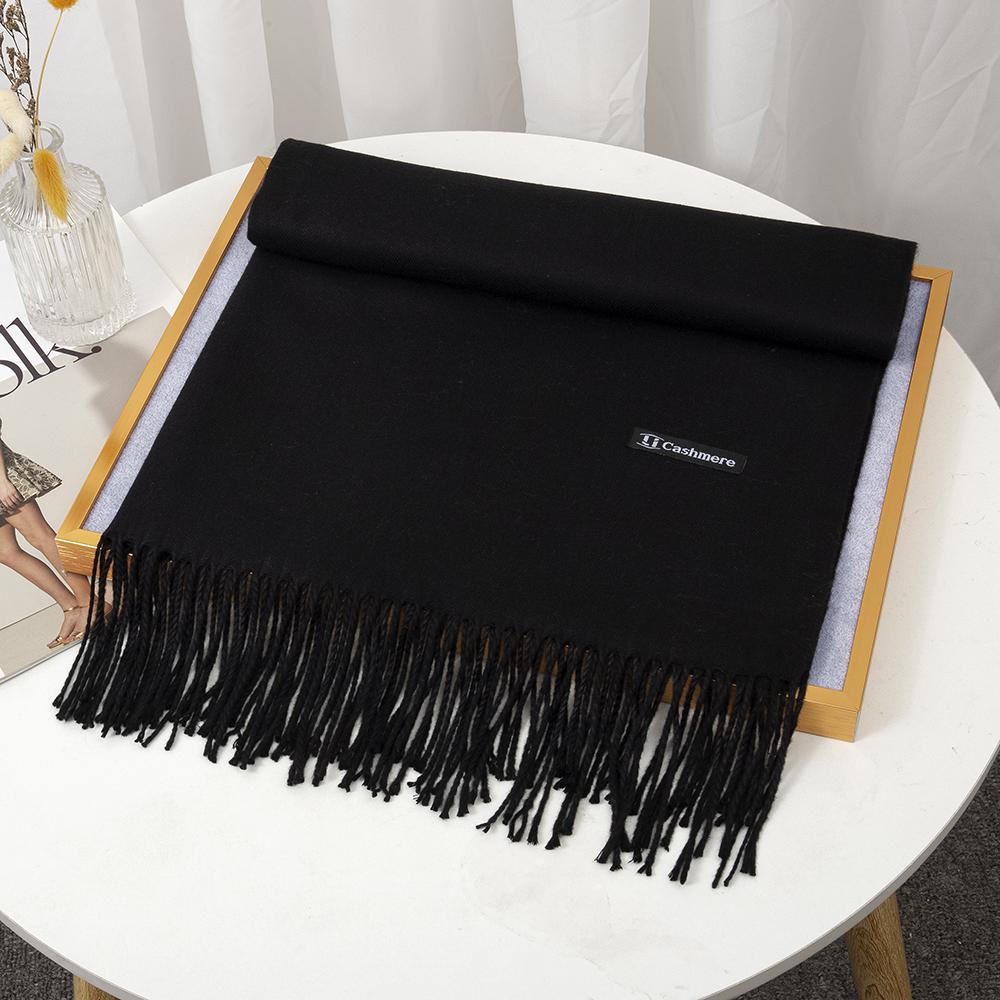 

250g Fashion Solid Cashmere Scarf Women Winter Hijabs Tassels Long Lady Shawls Cashmere Pashmina Bandana Scarves Wraps Echarpe