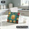 1pc Tissue Box, Ornamental Golden Sun Maple Autumn Glow Pattern, 2D Flat Printing, Many Uses, Take Anywhere, Napkin Dispenser, for Desk Use, 2D Flat