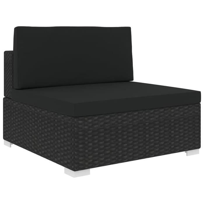 Siège central sectionnel - vidaXL - Noir - Résine tressée - 70x70x52,5 cm - Confortable et modulable