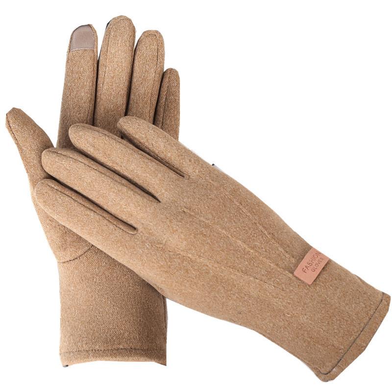 1 Pair Women Winter Warm Gloves, Solid Color, Wear Resistant, Windproof, Thickened, Fleece Lined, Touchscreen Gloves