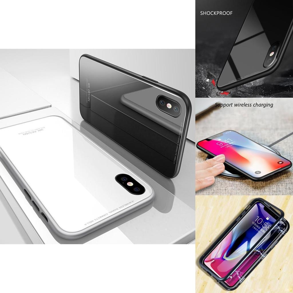 Flip Case Magnetic For Iphone X 8 7 Plus Clear Tempered Glass Film Phone Cases