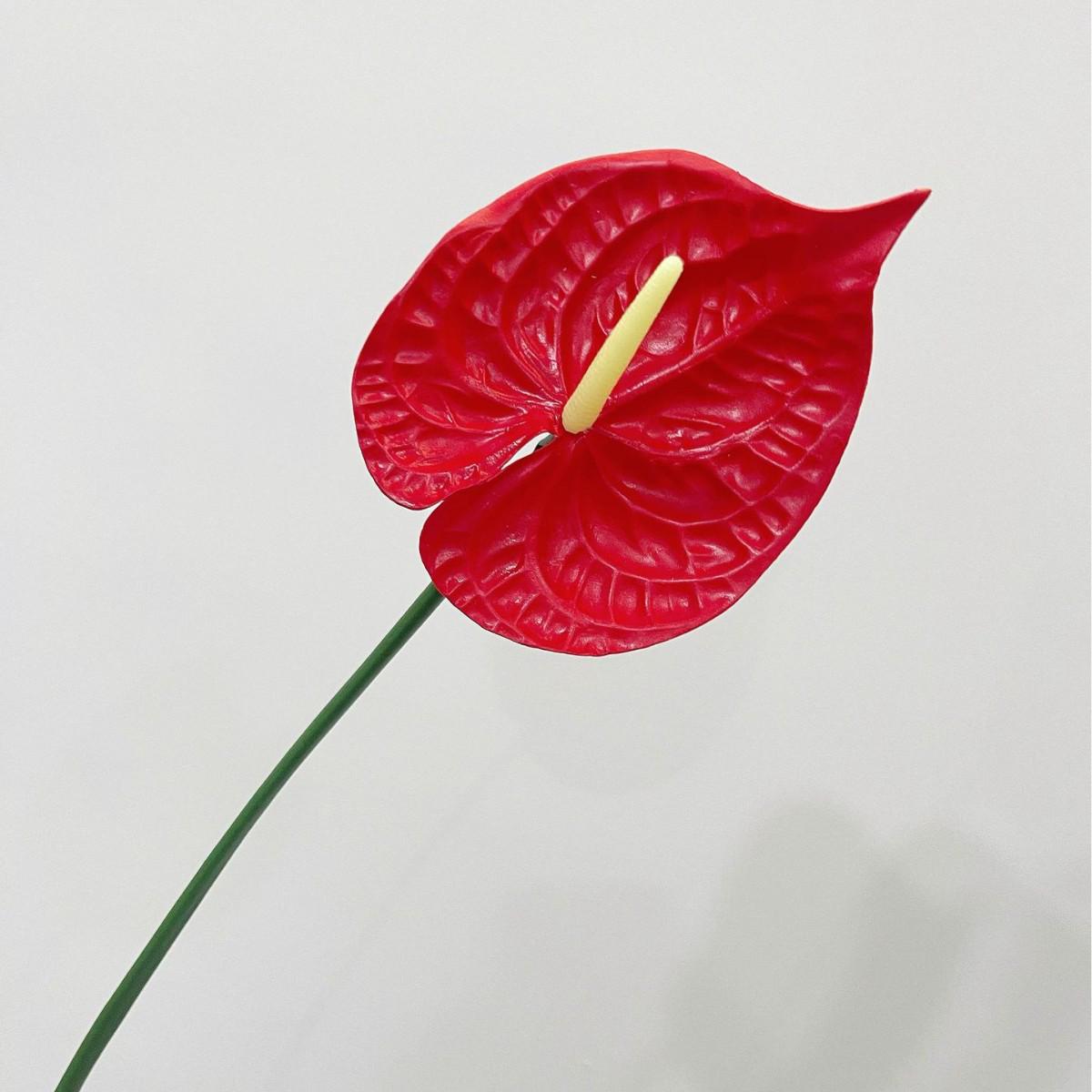 Large Red Anthurium Simulation, Flamingo Palm Decorative Flower for Home or Wedding