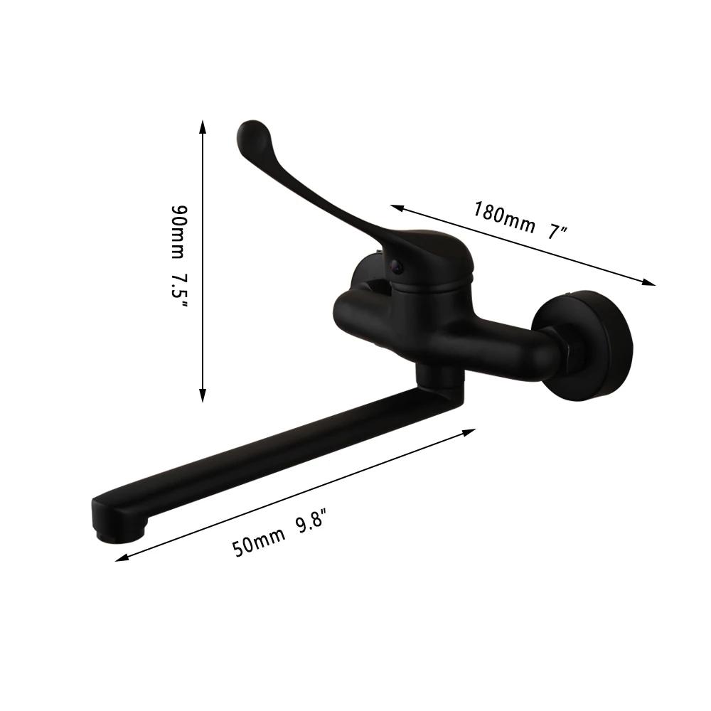 Torayvino Mattschwarz Messing Langer Griff Badezimmer Waschbecken Armatur Medizinische Hygiene Armaturen Aufsatz Armatur Kalt- und Warmmischer
