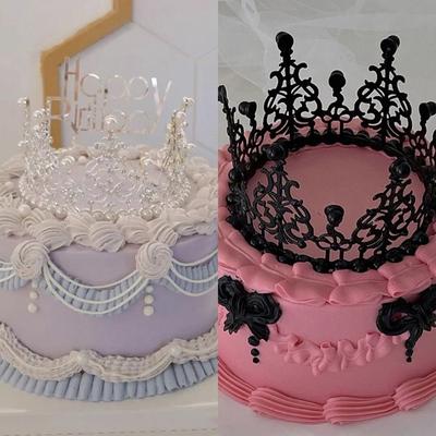 1PC Dorado Plateado Color Corona Topper para Tarta Decoración Decorativo Elegante Pastel de Boda Cumpleaños Princesa Adornos para Pastel de Bebé