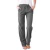 Spring And Summer Women'S Solid Color Cotton And Linen Drawstring Loose Casual Wide Leg Pants