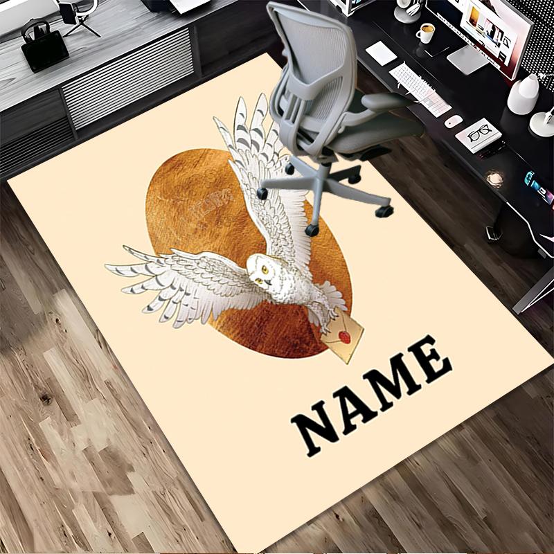 Custom Name Owl Letter Living Room Non-Slip Area Rug Soft Carpet for Bedroom Kids Playroom Sofa Office Home Decor Doormat