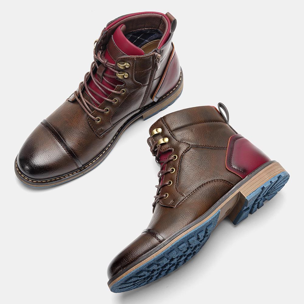 Plus Size Men's High-Top Leather Workwear Ankle Boots - US Size Fashion Martin Boots