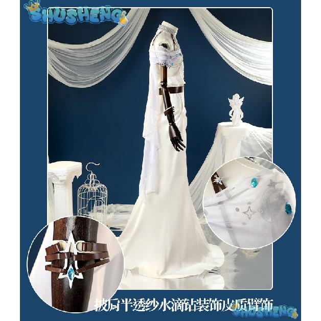 Game Nu:Carnival Edmond Cosplay Costume Neck Embroidery White Greek Style Dress Roleplay Outfit for Women or Men