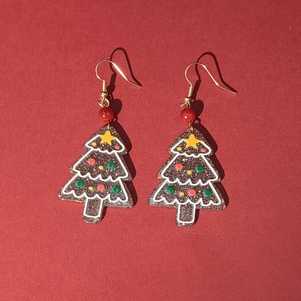 Creative Christmas Tree Stud Earrings - Festive Acrylic Earrings for Women
