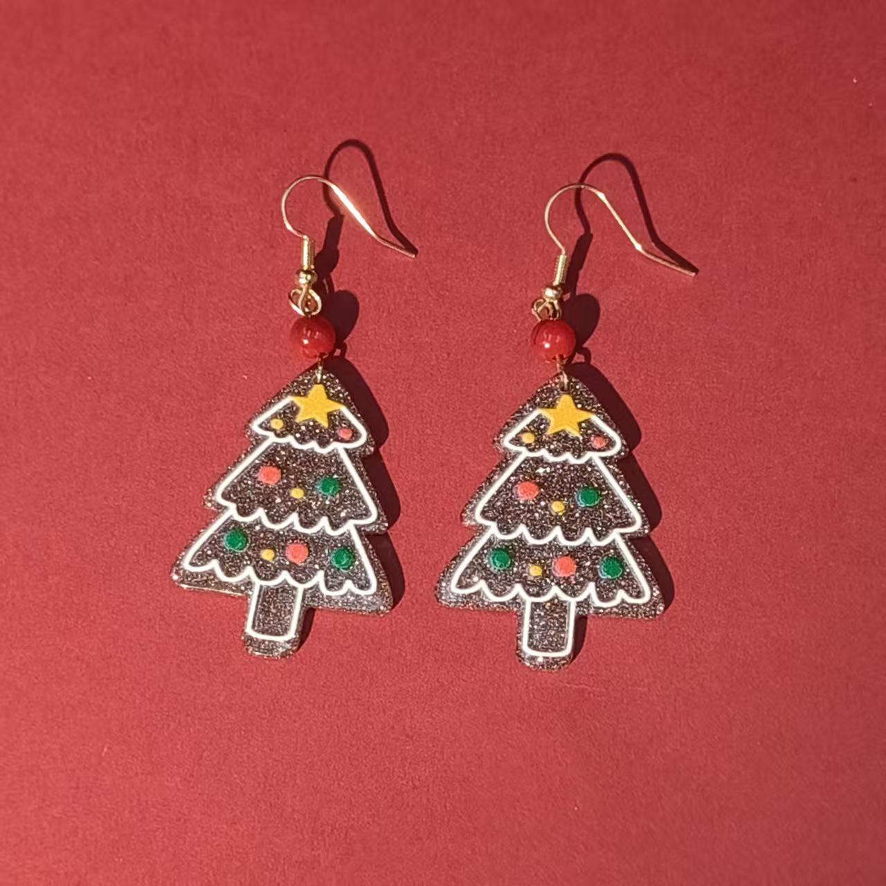 

Creative Christmas Tree Stud Earrings - Festive Acrylic Earrings for Women