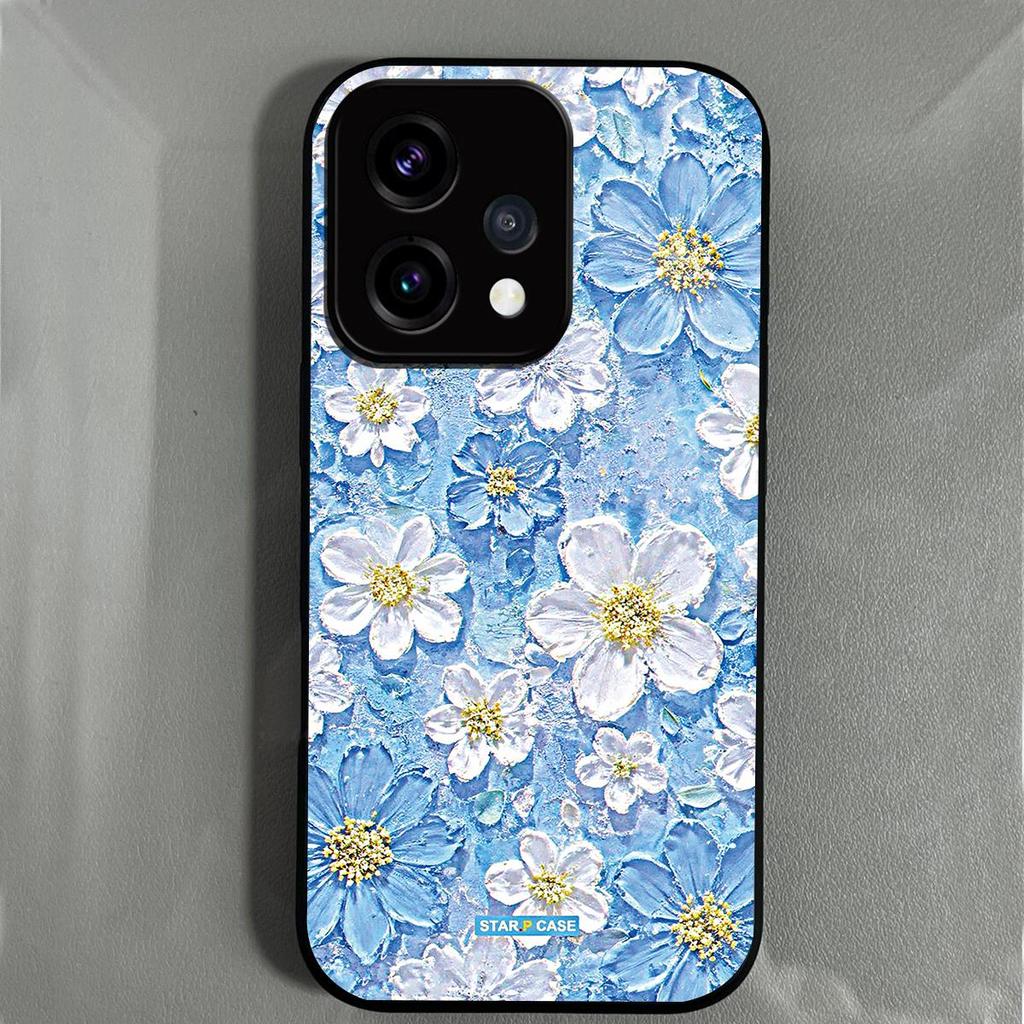 Acrylic Hard Back Shell for OPPO Reno15 5G Vintage 3D Texture Flower Print Phone Case
