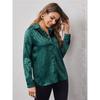 Womens Spring Summer Lapel Button Up Leopard Print Jacquard Shirt Elegant Commuter Long Sleeve Shirt