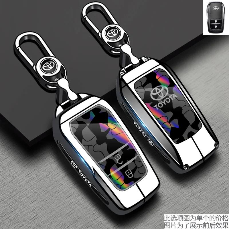 Handmade Cowhide Genuine Leather Key Case for TOYOTA Camry Hanlanda Car Key Protection Sleeve with Keychain - Protective Shell