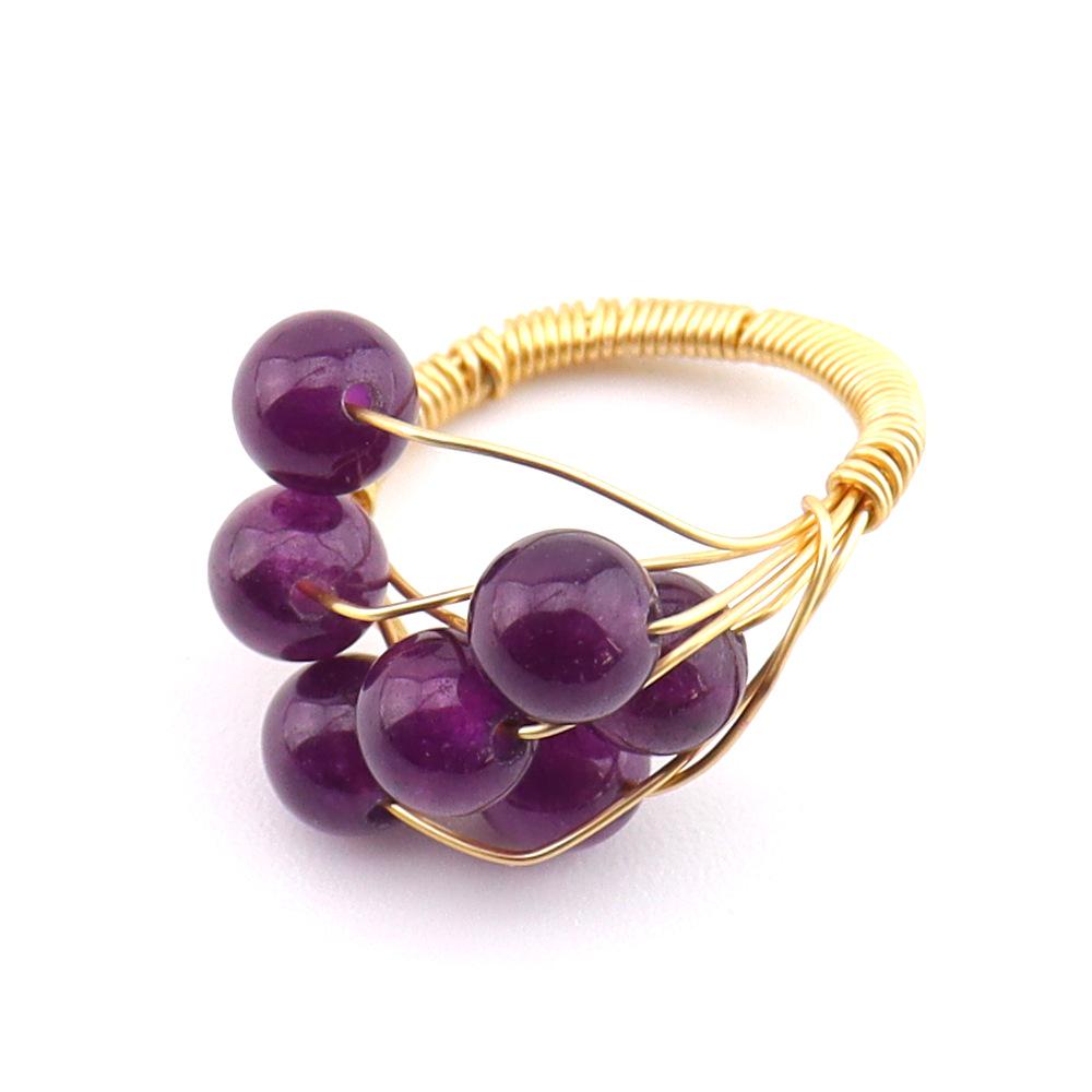 European Retro Agate Crystal Gypsophila Ring - Women s Natural Stone Woven Design