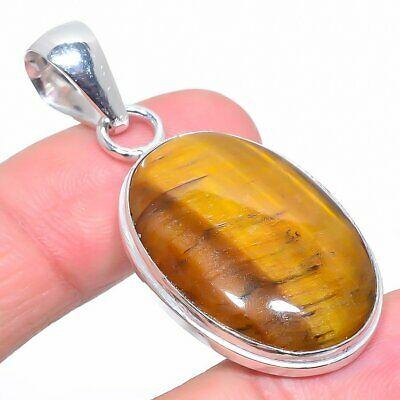 

Natural Enthralling Tiger Eye Gemstone 925 Sterling Silver Pendant 2.01 t7c32