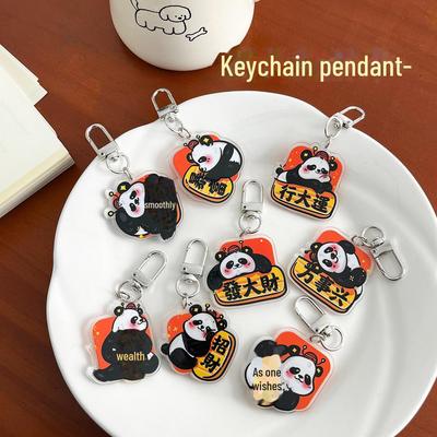 Karikatür Panda Anahtarlık: Okul Çantaları İçin Şirin Akrilik Kolye