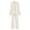 Casual lace-up jacquard suit women's 1116 summer vacation loose shirt wide-leg trousers two-piece set women's clothing