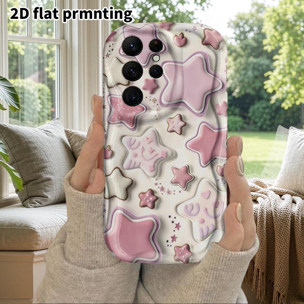 Phone Case: 2D Flat Samsung Galaxy A34 A35 M05 M06 S20 S22 S21 FE Plus 5G Protective Case, Couples Style, Star Cookies, Christmas and Halloween Gifts