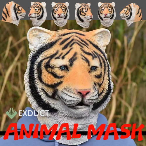 EXDUCT Animal Mask, Tiger Animal Mask, Headgear, Mask, Mask, Party Mask, Funny Mask, Cosplay Mask, Disguise Mask, Costume