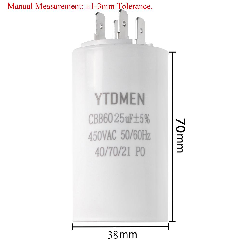 CBB60 Starting Capacitor Dual Insert Motor 4pin AC 450V Replacement Motor Run Capacitors 4UF 5UF 6UF 8UF 12UF 16UF 20UF 60UF