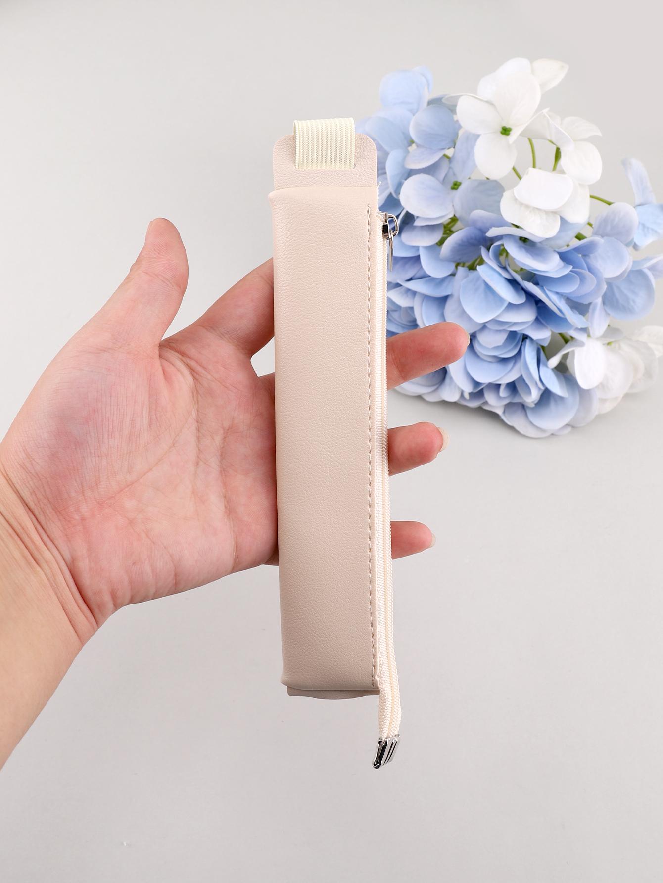 

Pu Leather Pencil Case Cute Pencilcase Stationery With Zipper Design Estuche Back-To-School Gift Pencil Case For a Friend белый