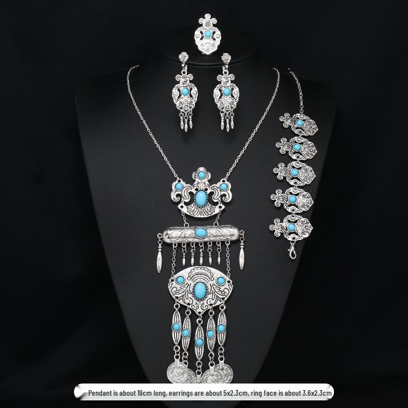 

Богемний набір намисто з китицями та сережки - Вінтажний етнічний стиль для жінок