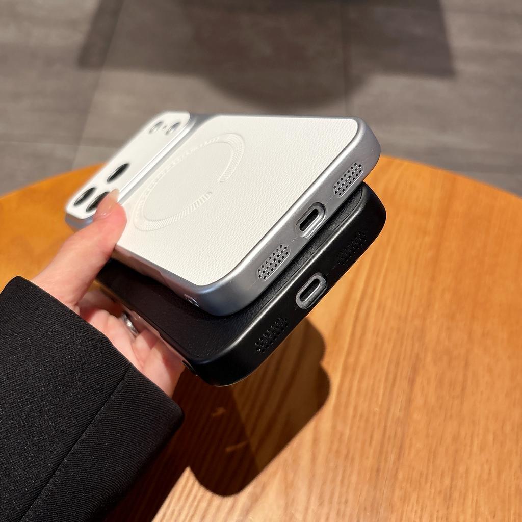 Luxury For Magsafe Lychee Leather Texture Case For iPhone 17 Air 16 15 14 13 12 11 Plus Pro Max Magnetic Matte Protection Cover
