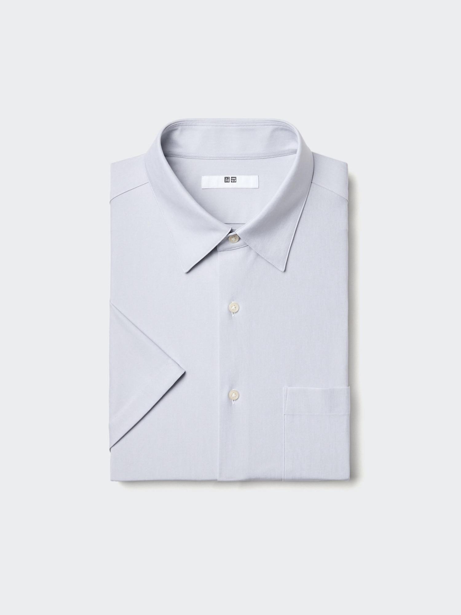 

Uniqlo Япония Рубашка из джерси с воротником-стойкой, быстросохнущая, не требующая глажки, Regular fit 02 LIGHT GRAY/XS