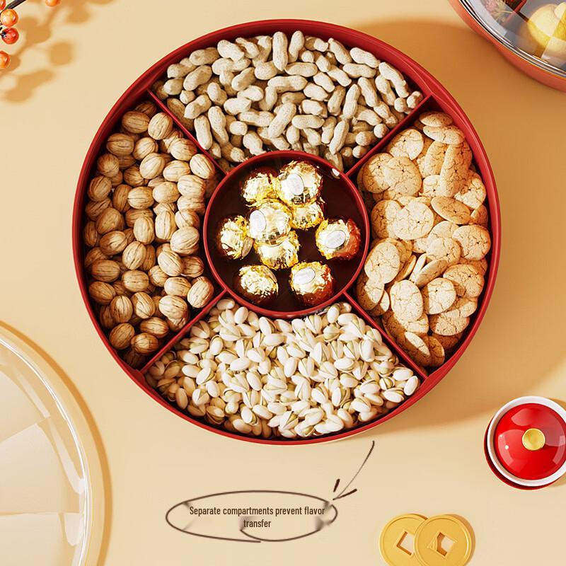 New Year Festive Round Snack & Candy Plate
