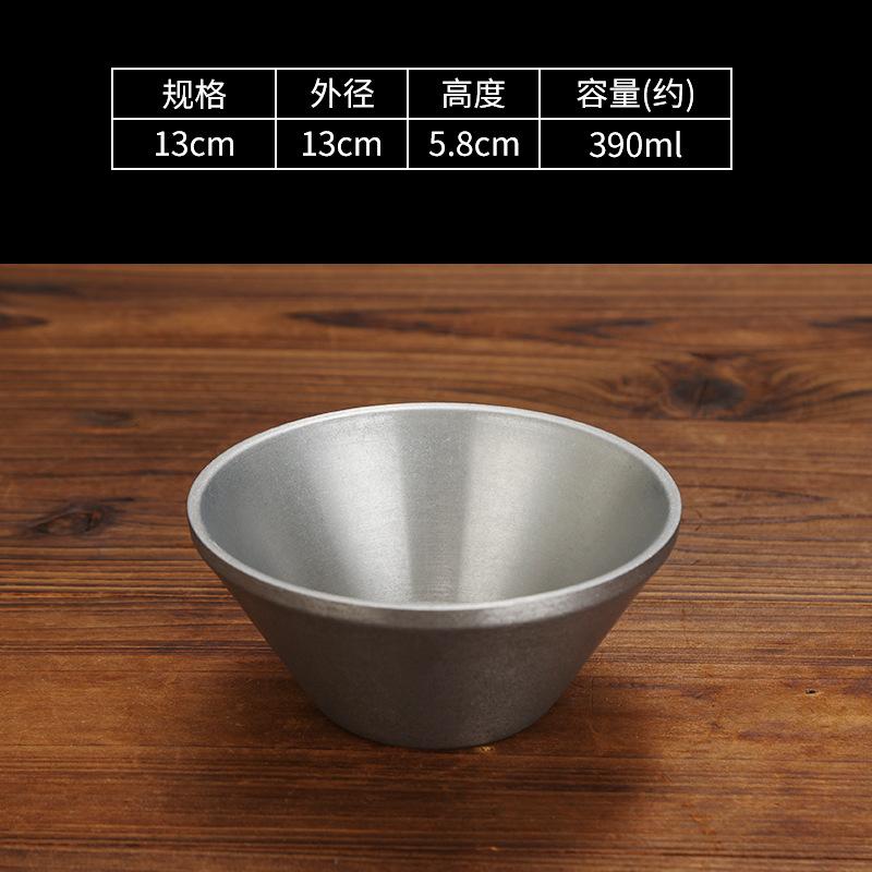 Retro Stainless Steel Salad Bowl Korean Style Double Layer Thicken V-Shaped Ramen Noodle Bowls Soup Rice Bowls Kitchen Tableware