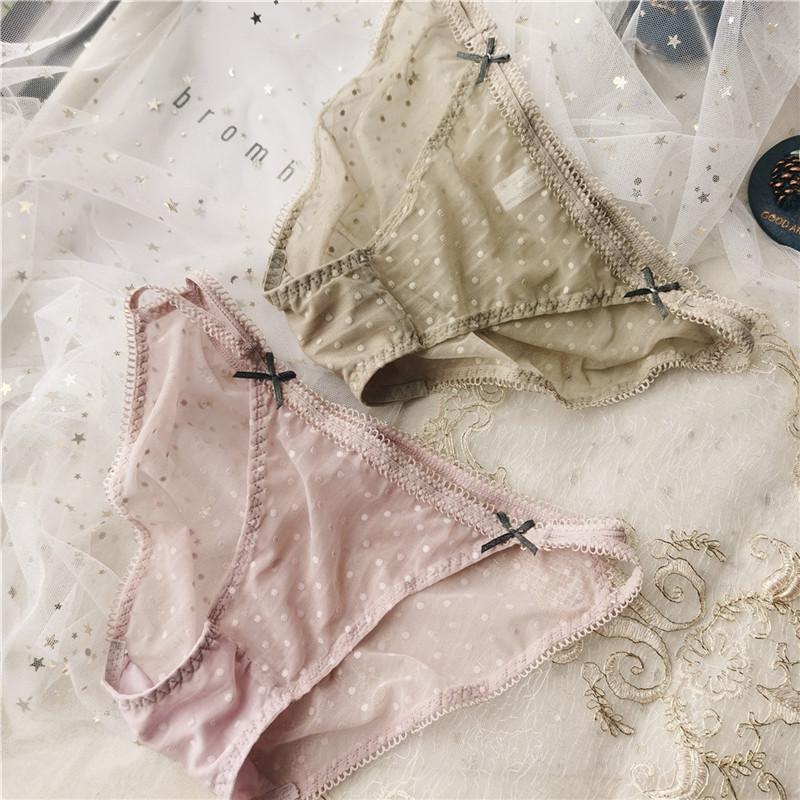 Undertøy Hul Polkadotter Blonder Dobbel Sløyfe Lavt Liv Truser Sexy Dameundertøy