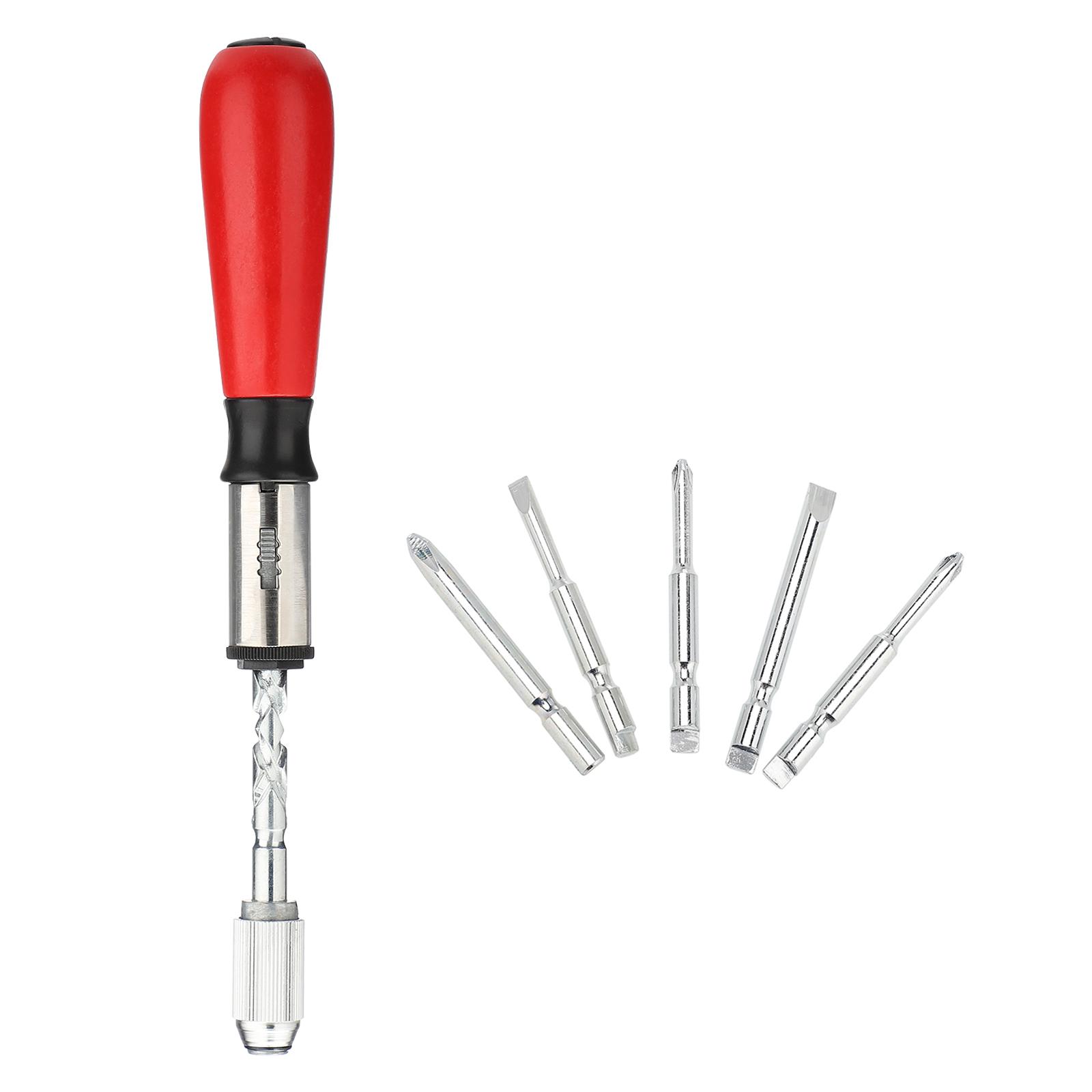 Tournevis à cliquet poussoir 3 modes de réglage Tournevis à cliquet semi-automatique avec manche en bois Rouge red