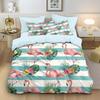 3pcs Flamingo Forest Animal Print Coreless Duvet Set, Multi Size Bedroom Bedding Decoration, Machine Washable