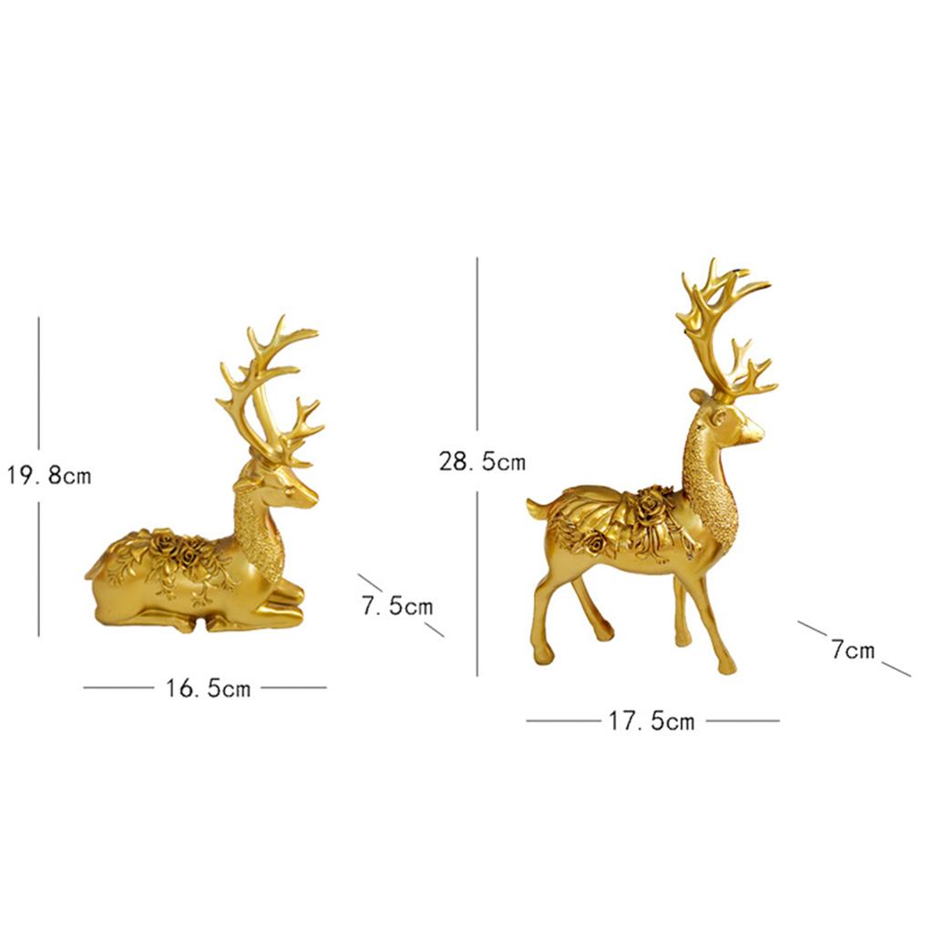 Elegant Elk Statue Flowers Figurine Bedroom Sculpture Shop Christmas Decors